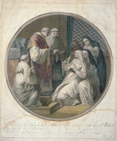 Eloise receives the veil from the hands of Abelard by B. Pernotin